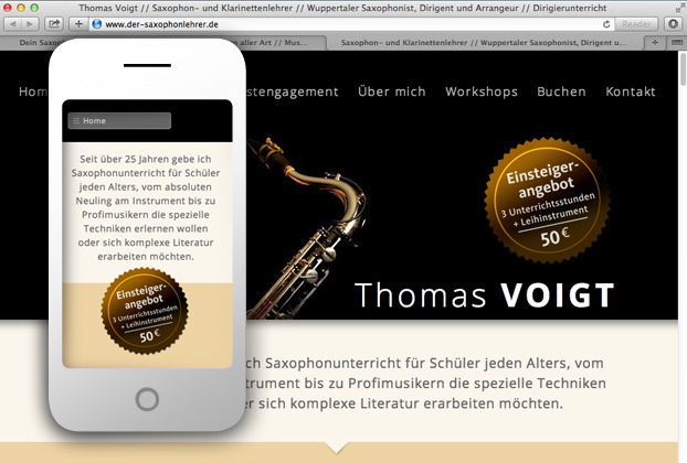 Thomas Voigt Saxophonlehrer responsive Website